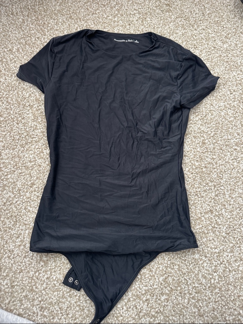 Abercrombie & Fitch Black Short Sleeve Snap-Front Bodysuit